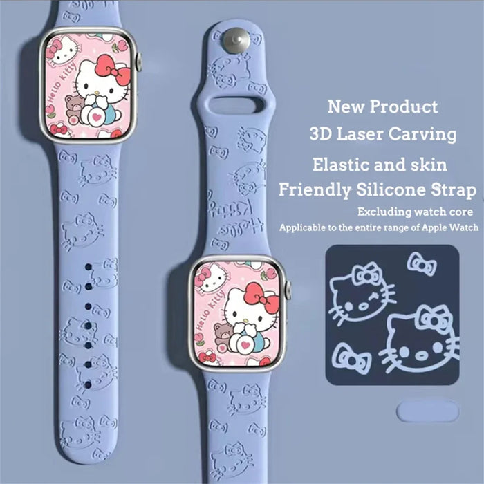 Dream Blue Hello Kitty Theme Design Silicone Apple Watch Band On Sale