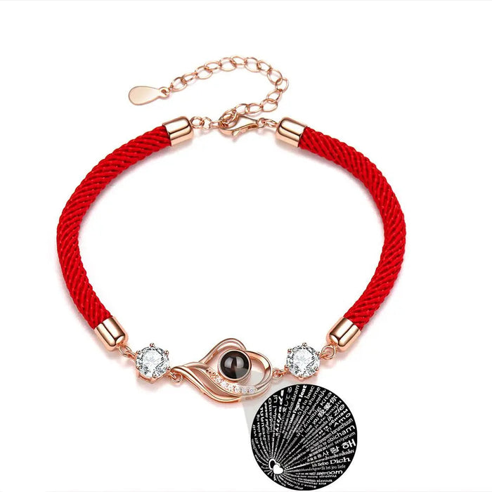 I Love You in 100 Languages Projection Red Rose Gold Bracelet On Sale
