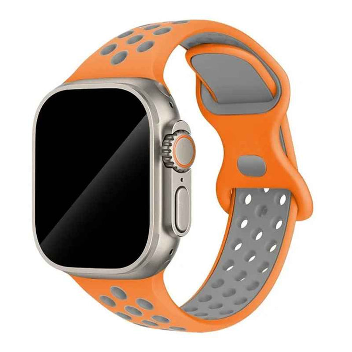 Orange Gray Athletic Sport Silicone Watch Band for Apple Watch On Sale