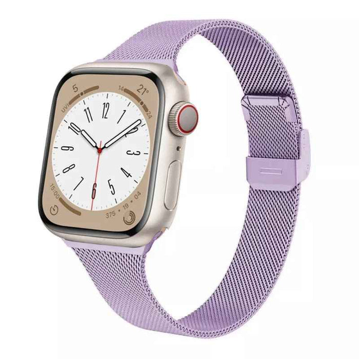 Purple Color Slim Stainless Steel Mesh Adjustable Watch Band for Apple Watch Series 11, 10, 9, 8, 7, SE, 6, 5, 4, 3 and Ultra On Sale