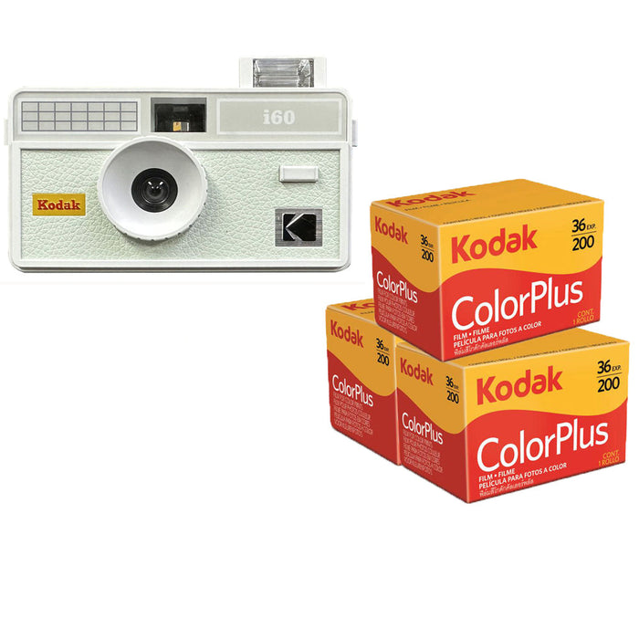 Green Kodak i60 Reusable 35mm Film Camera Built in Flash and three Color Plus 200 Roll Film On Sale