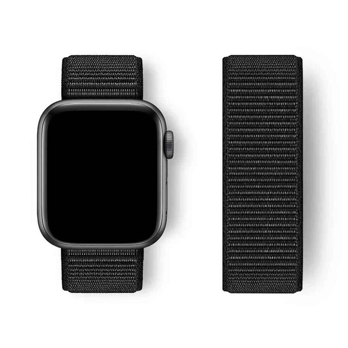Black Nylon Watch Straps Collection For Apple Watch 38mm, 40mm, 41mm, 42mm, 44mm, 46mm, 45mm, 49mm On Sale