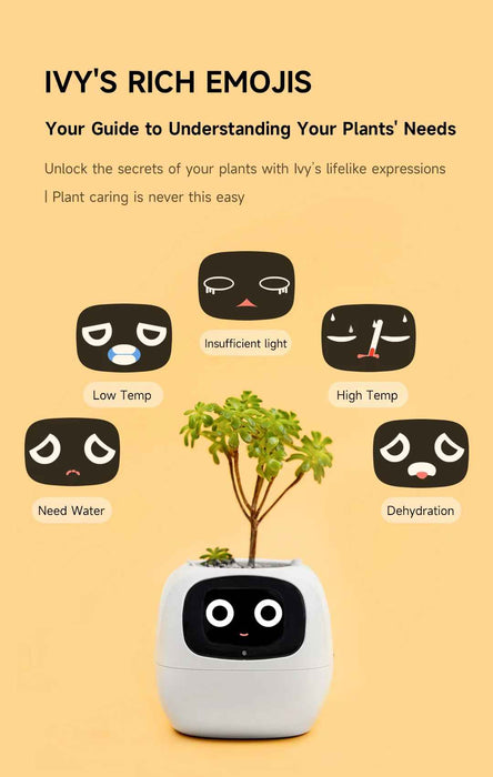 Smart Indoor Plant Pot with Wi-Fi App Monitoring, LCD Expression Display & USB-C Rechargeable Planter On Sale