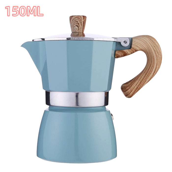 Lake Blue Vintage Style Aluminum Italian Moka Stovetop Espresso Coffee Pot 150ml On Sale