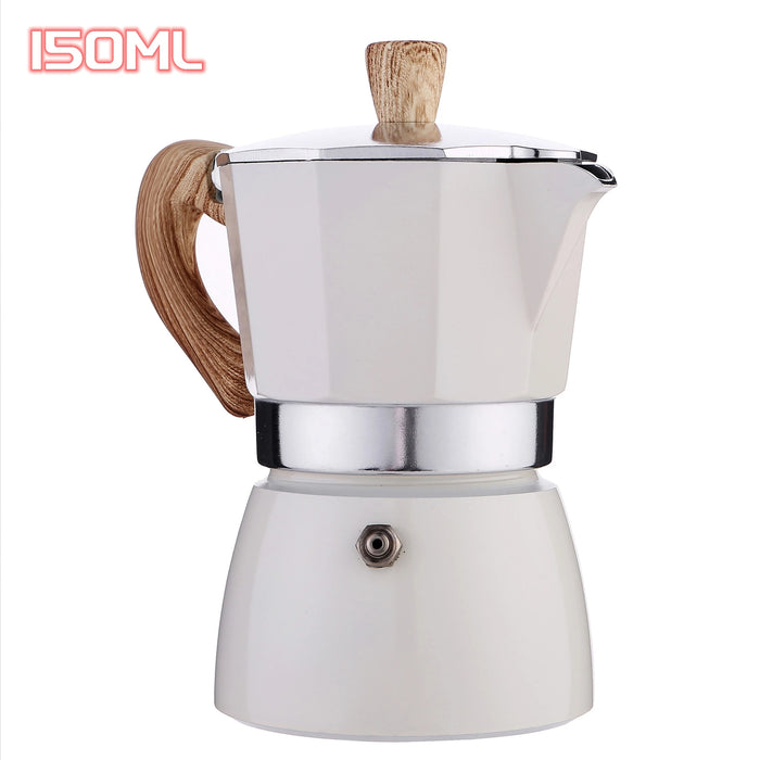 Milky White Vintage Style Aluminum Italian Moka Stovetop Espresso Coffee Pot 150ml On Sale