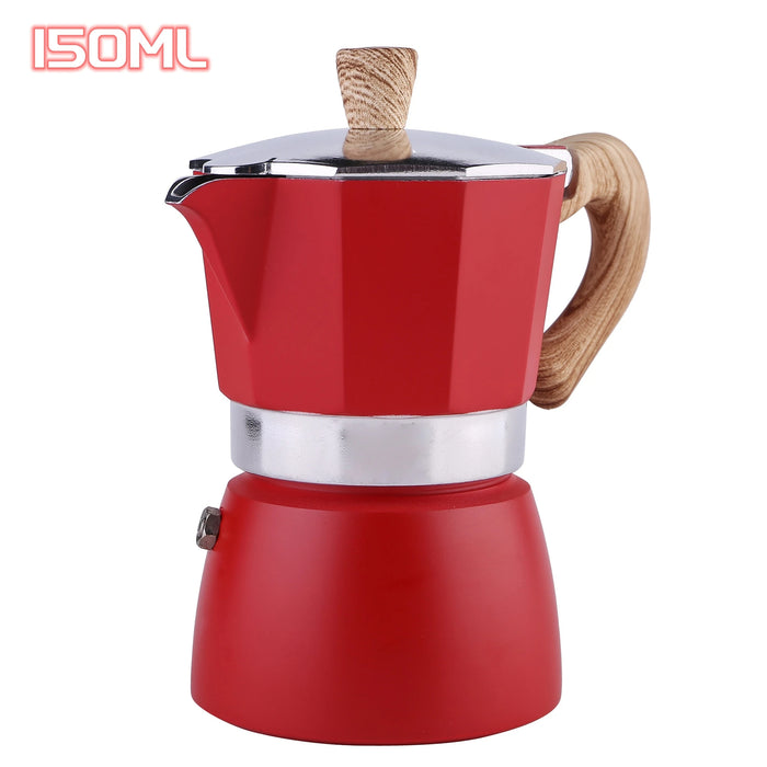 Red Vintage Style Aluminum Italian Moka Stovetop Espresso Coffee Pot 150ml On Sale