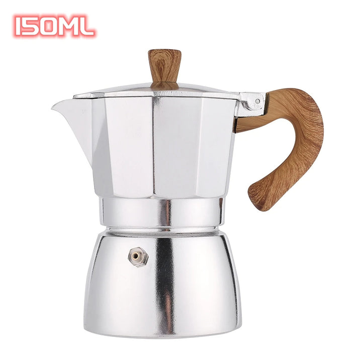 White Vintage Style Aluminum Italian Moka Stovetop Espresso Coffee Pot 150ml On Sale