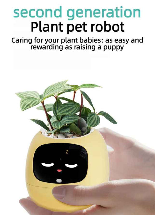 Smart Indoor Plant Pot with Wi-Fi App Monitoring, LCD Expression Display & USB-C Rechargeable Planter On Sale