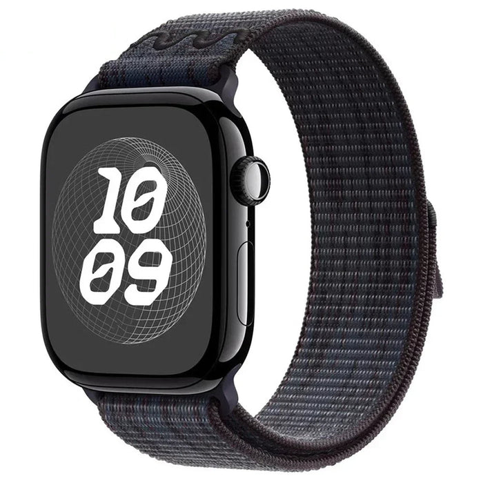 New Black Blue Nylon Sport Loop Watch Straps Collection For Apple Watch 38mm, 40mm, 41mm, 42mm, 44 mm, 45mm, 46mm, 49mm On Sale