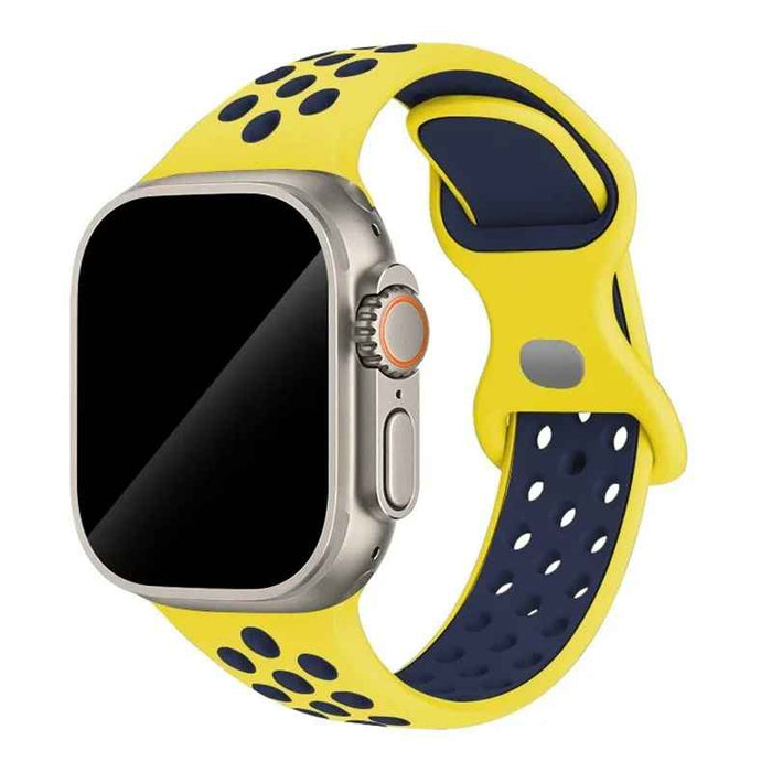 Yellow Blue Athletic Sport Silicone Watch Band for Apple Watch On Sale