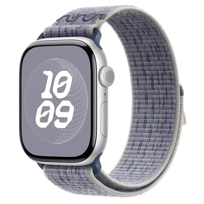 Gray With Blue Nylon Sport Loop Watch Straps Collection For Apple Watch 38mm, 40mm, 41mm, 42mm, 44 mm, 45mm, 46mm, 49mm On Sale