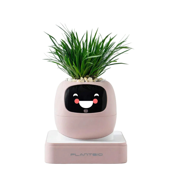 New Pink Smart Indoor Plant Pot with Wi-Fi App Monitoring, LCD Expression Display & USB-C Rechargeable Planter On Sale