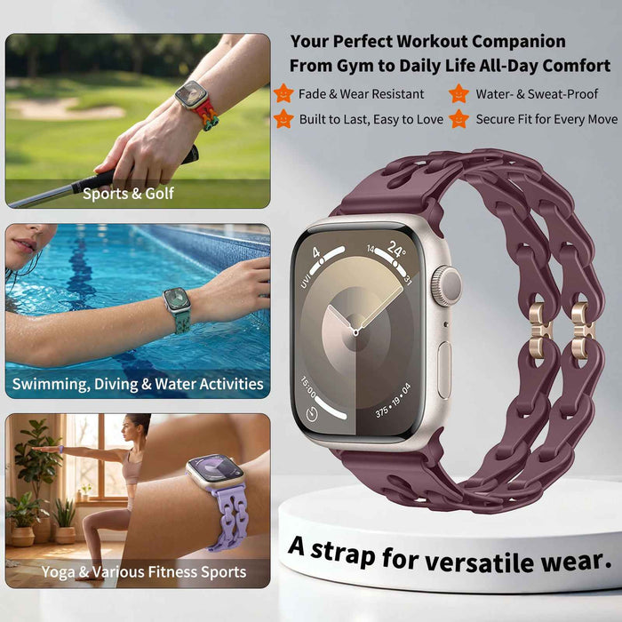Bike Chain Link Silicone Watch Band for Apple Watch Compatible Models 38mm - 49mm On Sale