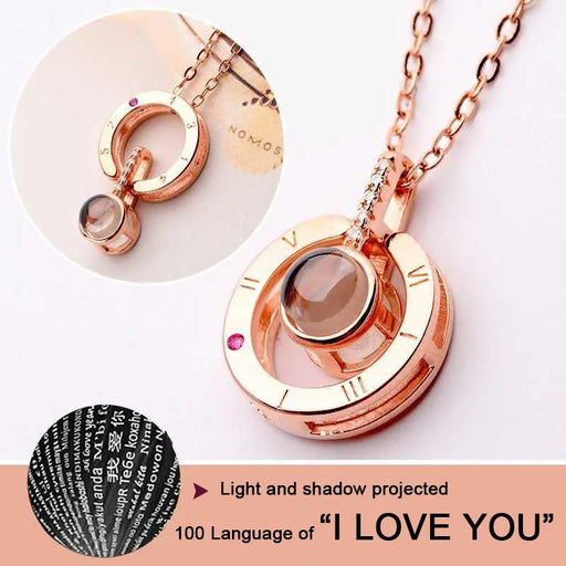 I Love You in 100 Languages Projection Necklace Pendant On Sale
