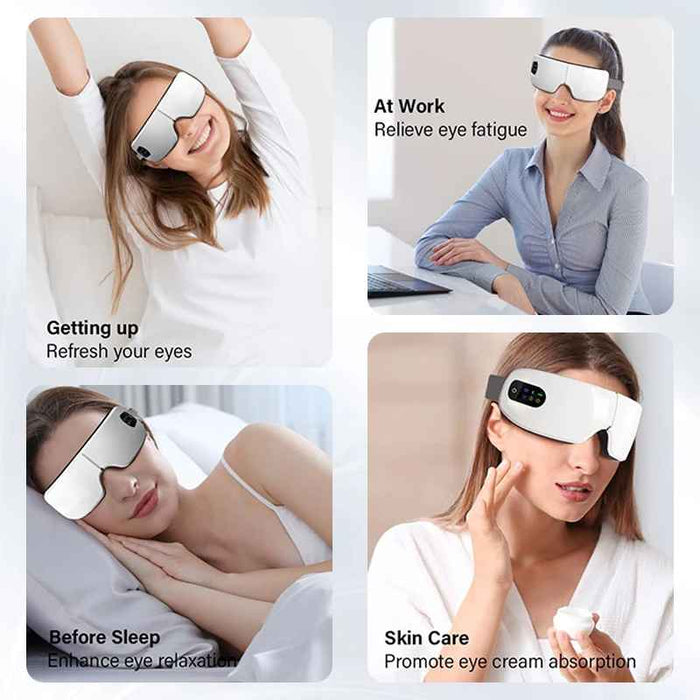 Foldable 4D Smart Eye Massager With Heat Compression Bluetooth Music Function On Sale