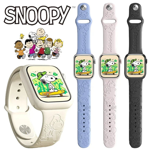 Snoopy Friends Theme Design Silicone Apple Watch Band 49mm, 41mm, 45mm, 44mm, 42mm, 40mm, 38mm On Sale