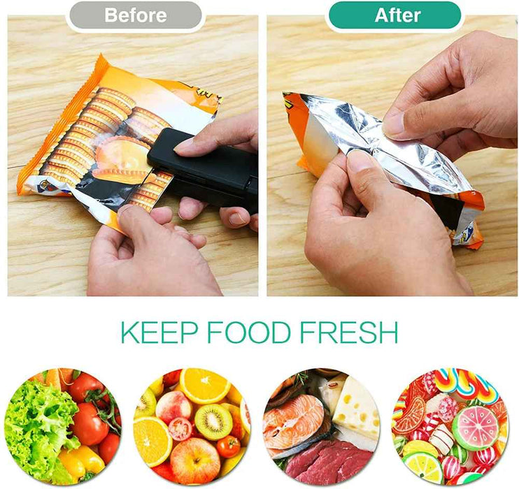 Rechargeable 2-in-1 Mini Snack Bag Heat Sealing Machine With Bag Cutter And Fridge Magnet