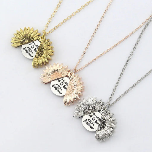 In A World Full Of Roses, Be A Sunflower! Sunflower Open Locket Pendant Necklaces On Sale