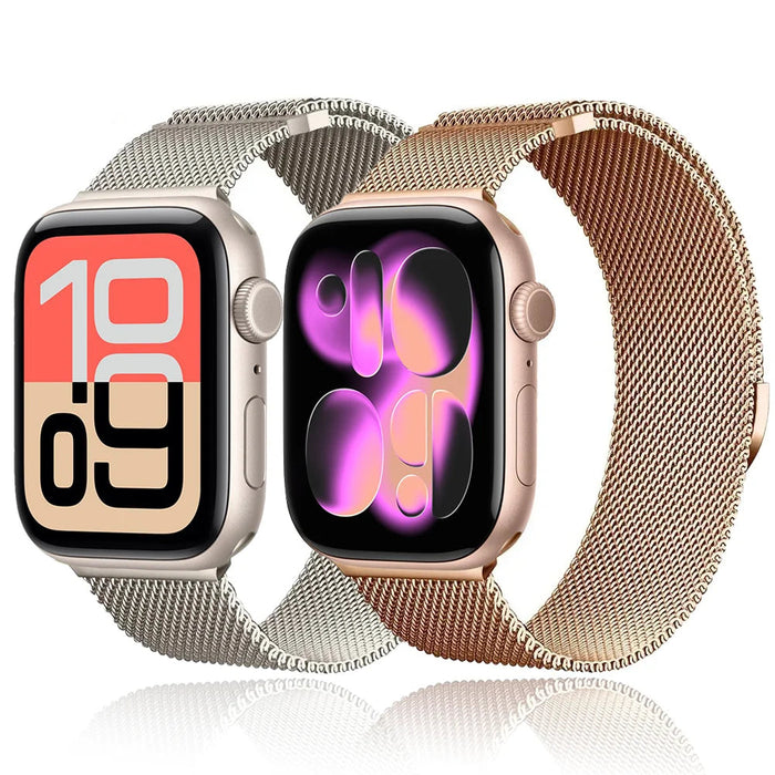 Stainless Steel Mesh Watch Band With Magnetic Clasp For Apple Watch Band 38mm, 40mm, 41mm, 42mm, 44mm, 45mm, 46mm, 49mm On Sale