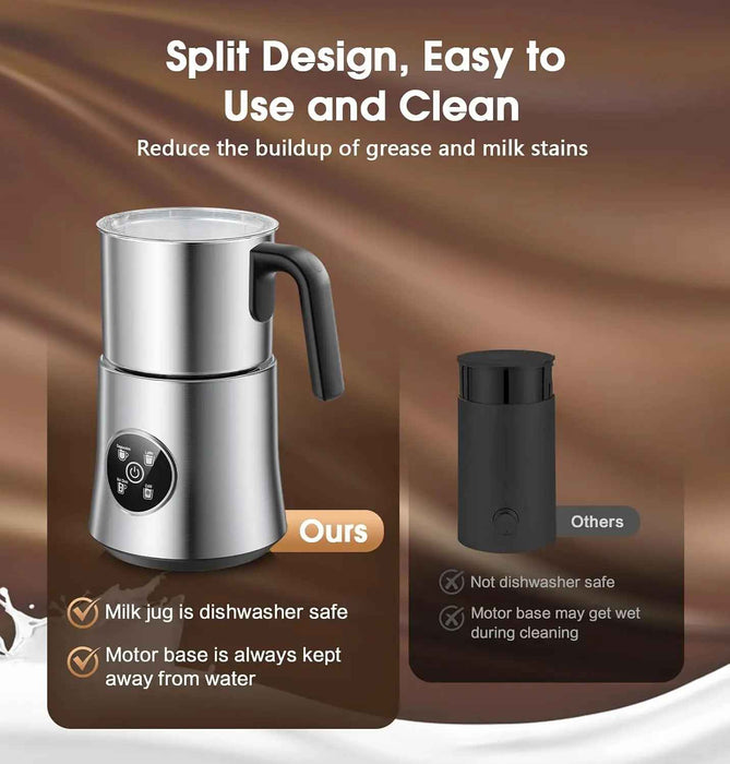 500ML Detachable Stainless Steel Milk Jug Automatic Electric Cafe Milk Frother For Hot or Cold Latte, Coffee, or Chocolate On Sale