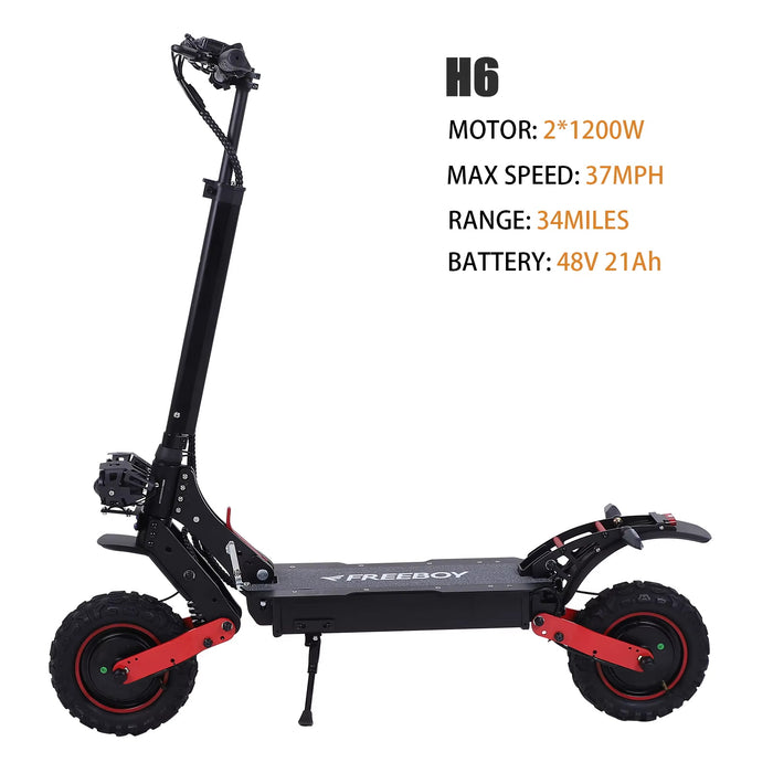 H6 Master 2400W Dual Motor 37mph 48V 21AH 11'' Off Road Tires High-performance Foldable Electric Scooters For Adults On Sale