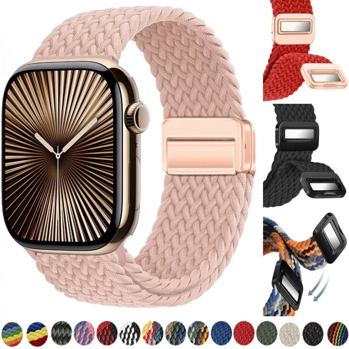 Braided Solo Loop Apple Watch Bracelet With Double-sided Magnetic Clasp For iWatch Series On Sale