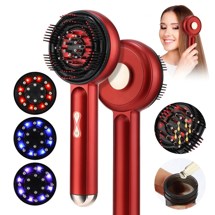 Red Light Scalp Massager Comb with Vibration and Serum Applicator – 3 Modes Rechargeable Hair Care Brush On Sale