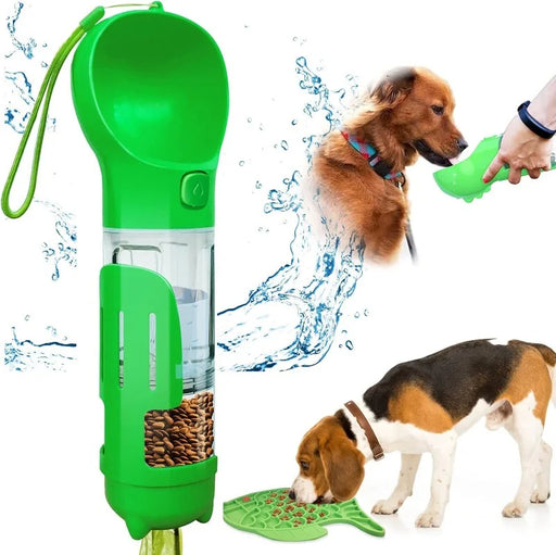 Multifunctional Pet Water Bottle With Food Feeder, Waste Bag, And Poop Shovel On Sale