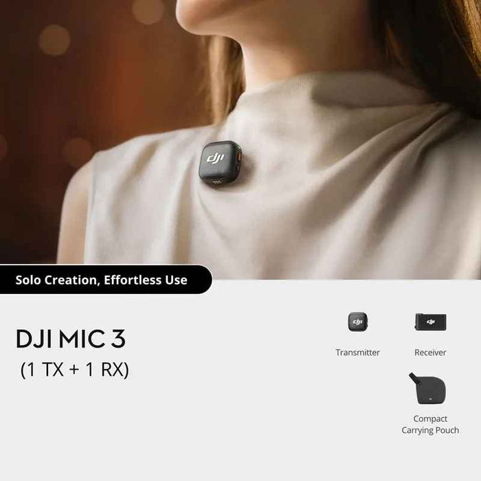 DJI Mic Mini 3 (1 TX  1 RX) Wireless Microphone System with Dual Transmitters, Noise Reduction, 32-Bit Float Recording, 400m Transmission, and Optional Charging Case On Sale
