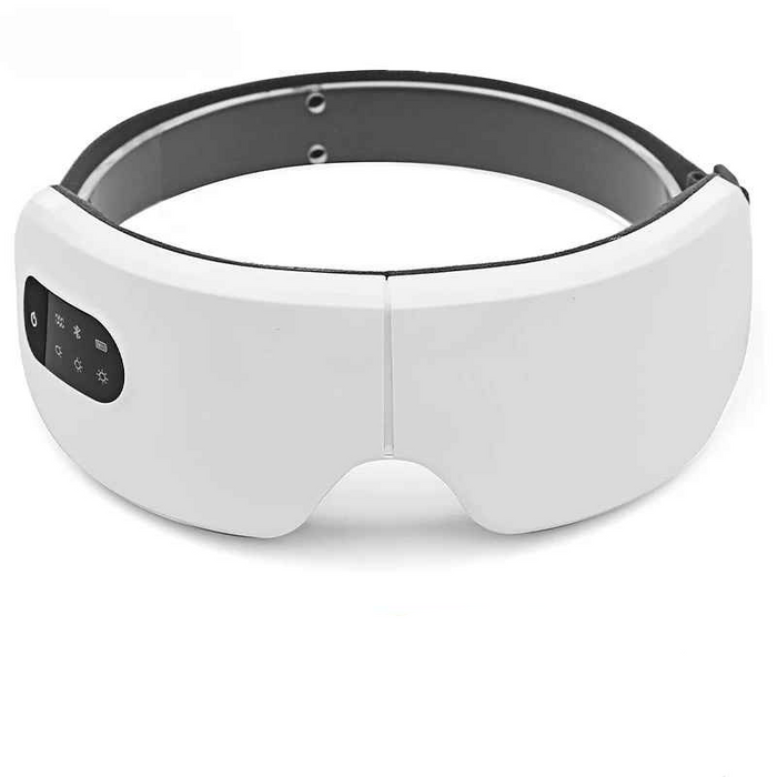 White Foldable 4D Smart Eye Massager With Heat Compression Bluetooth Music Function On Sale