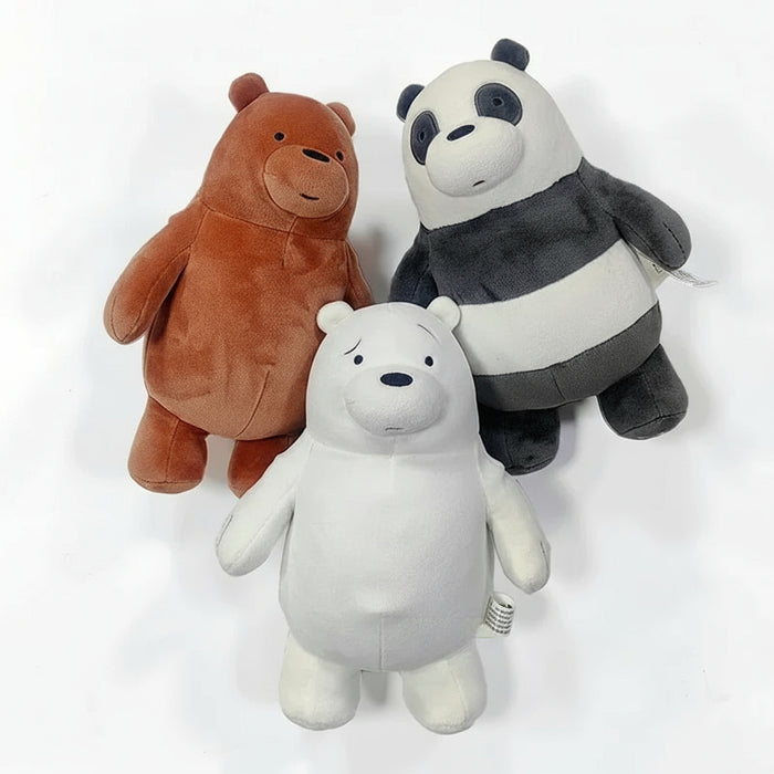 25cm We Bare Bears Plush Toys - Grizzly, Panda, Ice Bear Three Brother Bears Stuffed Dolls On Sale