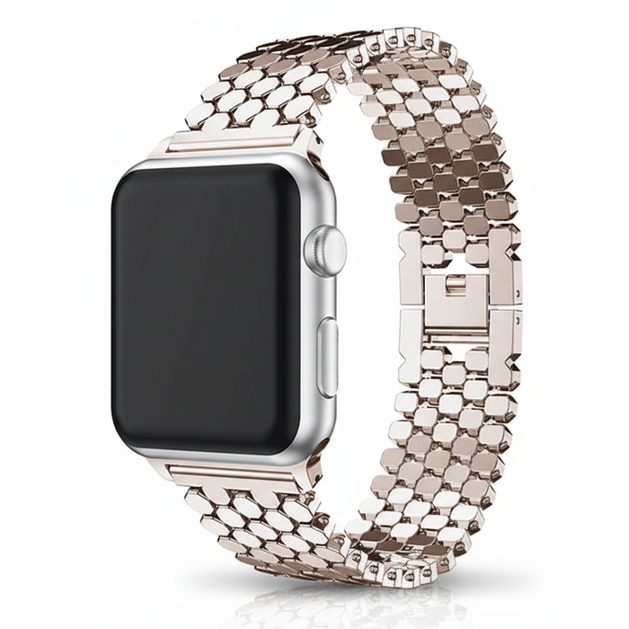 Champagne Honeycomb Metal Alloy Link Watch Band For Apple Watch Series 10, 9, 8, 7, 6, SE, 5, 4, 3 On Sale