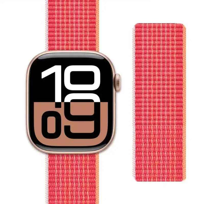 Red Nylon Watch Straps Collection For Apple Watch 38mm, 40mm, 41mm, 42mm, 44mm, 46mm, 45mm, 49mm On Sale