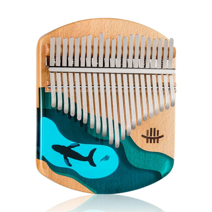 21 Key Ocean Blue Whale Theme Beech Wood Kalimba With Epoxy Resin Design Thumb Piano On Sale