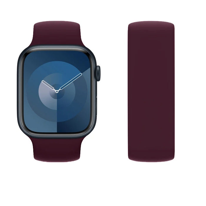 Wine Red Solo Loop Silicone Watch Band For Apple Watch On Sale