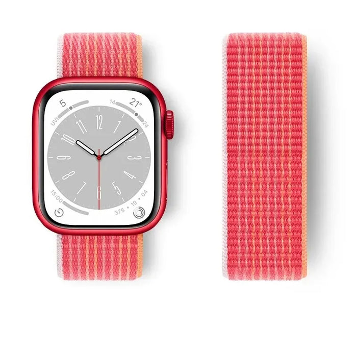 Gum Red Nylon Watch Straps Collection For Apple Watch 38mm, 40mm, 41mm, 42mm, 44mm, 46mm, 45mm, 49mm On Sale