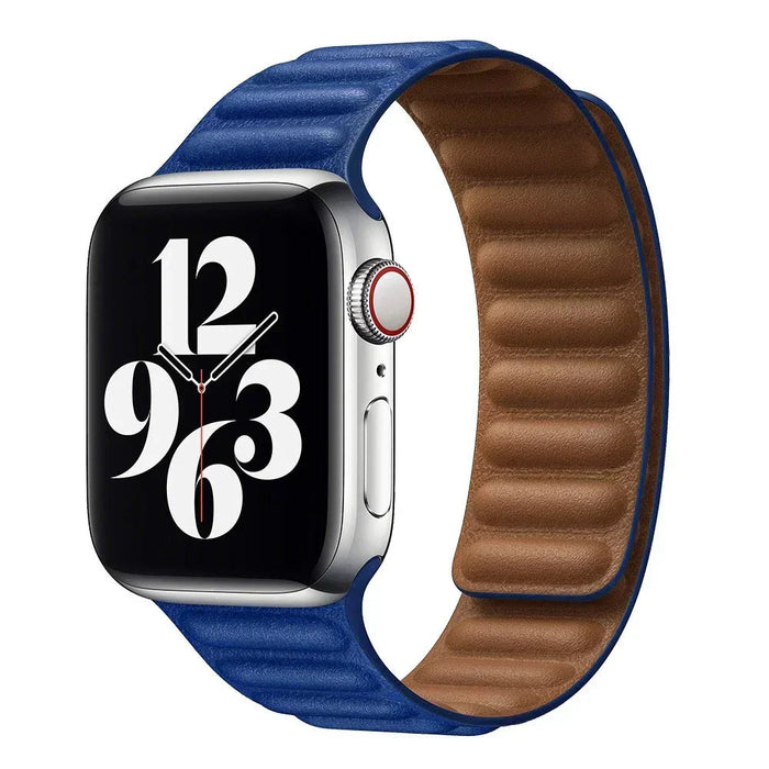 Klein Blue Leather Link Magnetic Loop Apple Watch Band On Sale
