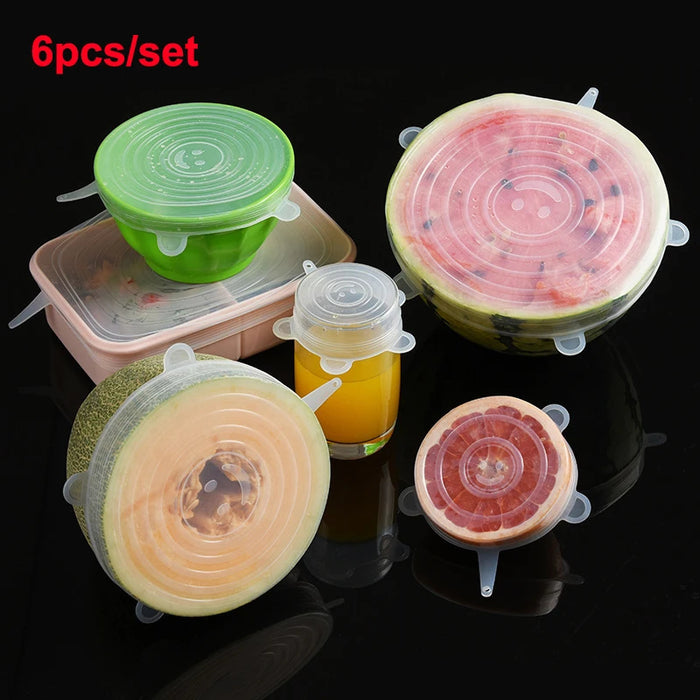 6 Pieces Per Set Reusable Silicone Stretch Lids – Airtight Food Cover Set for Bowls, Fruits and Containers On Sale