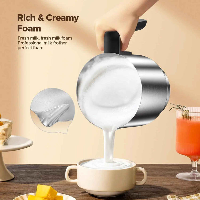 500ML Detachable Stainless Steel Milk Jug Automatic Electric Cafe Milk Frother For Hot or Cold Latte, Coffee, or Chocolate On Sale