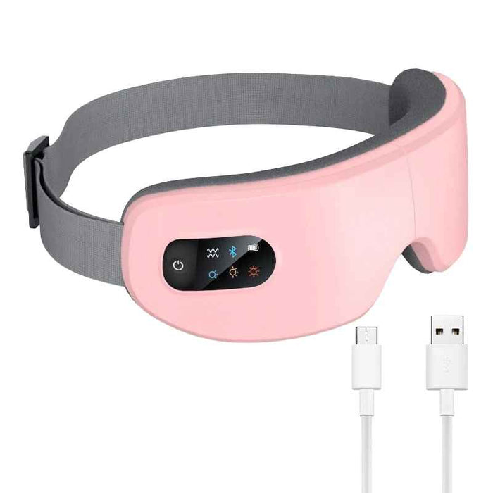 Pink Foldable 4D Smart Eye Massager With Heat Compression Bluetooth Music Function On Sale
