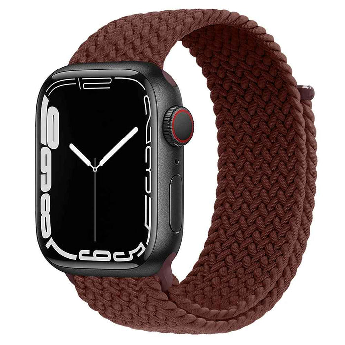 Wine Red Braided Stretch Watch Band For Apple Watch 38mm, 40mm, 41mm, 42mm, 44mm, 45mm, 46mm, 49mm On Sale
