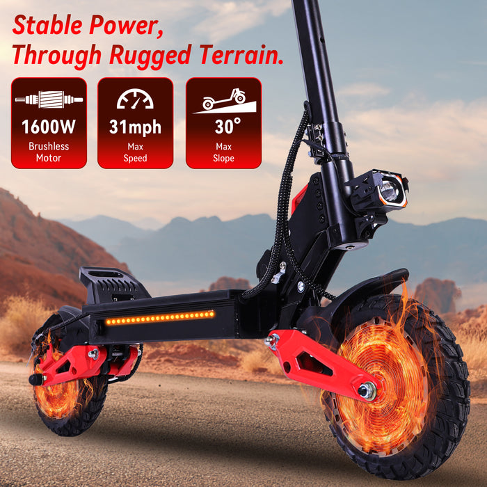 J15 MAX Off-Road 1600W Motor 50KM/H 48v 18Ah Battery 30 Miles Range LED Display 11" Foldable Commuter Electric Scooter For Adults On Sale