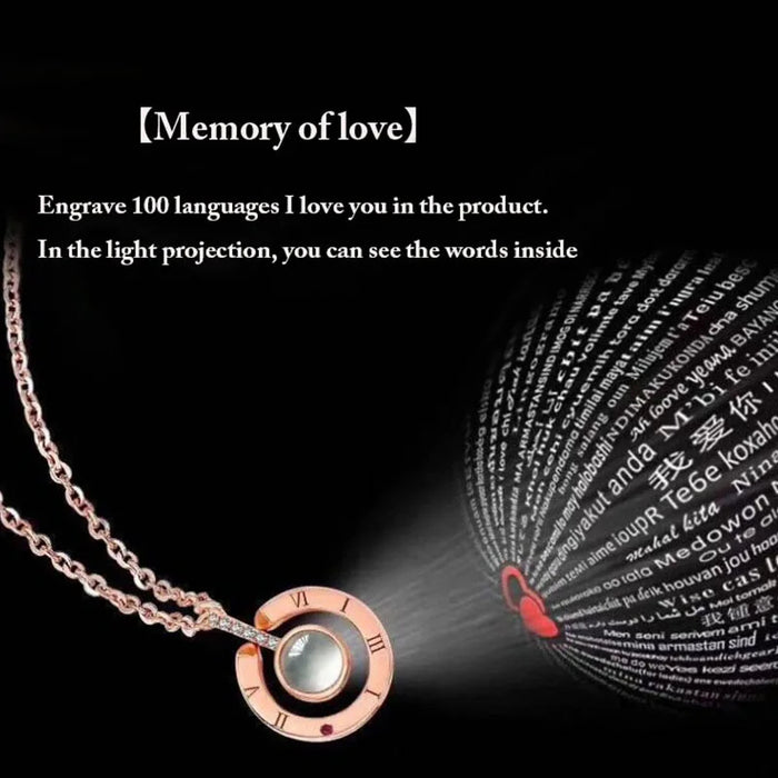 I Love You in 100 Languages Projection Necklace Pendant On Sale
