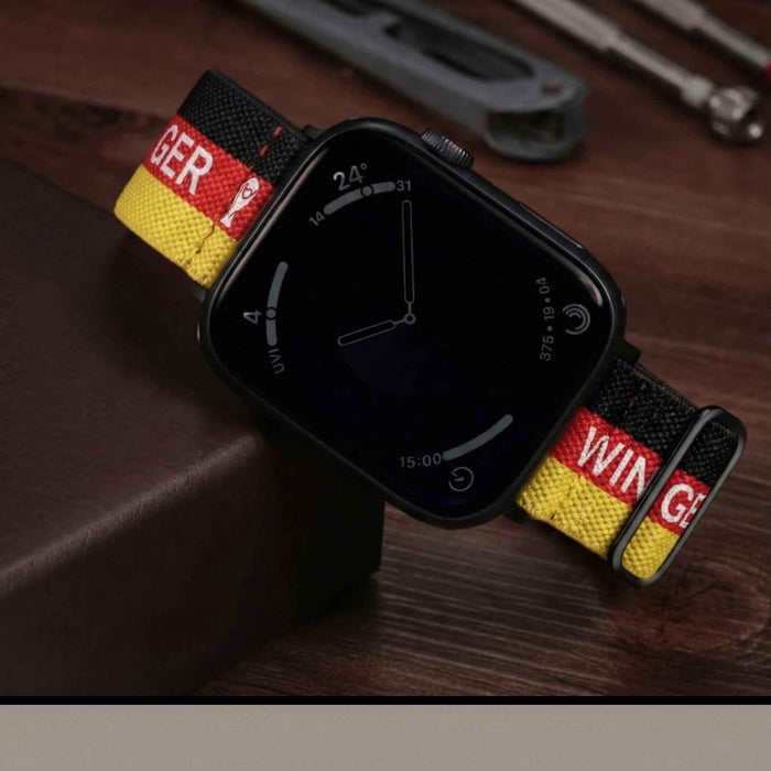 Germany flag soccer series nylon stretch adjustable watch band compatible with Apple Watch 38mm-49mm On Sale