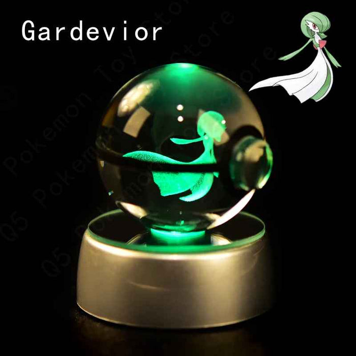 3D Crystal Glass Poke Ball Night Lights Collection Contained Inside Anime Characters - Gardevior On Sale