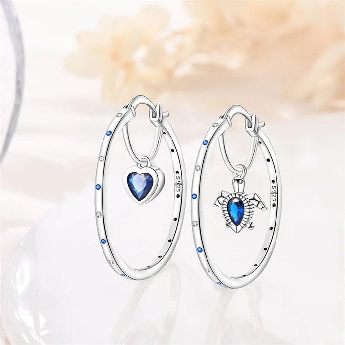 Elegant Ocean-Inspired 925 Sterling Silver Hoop Earrings On Sale