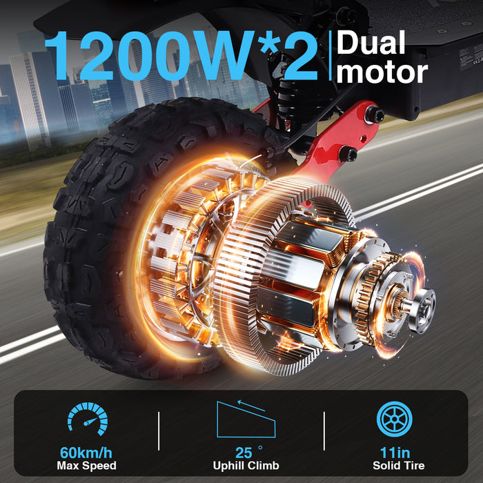 H6 Master 2400W Dual Motor 37mph 48V 21AH 11'' Off Road Tires High-performance Foldable Electric Scooters For Adults On Sale