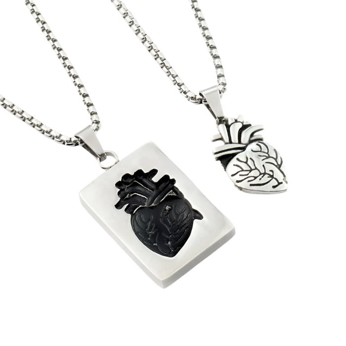 Silver Heart Puzzle Couple Necklace On Sale