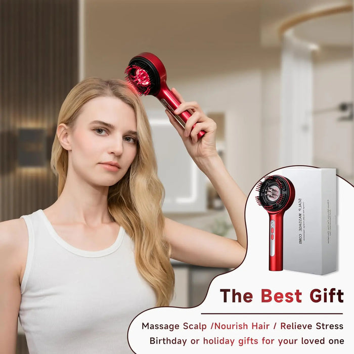 Red Light Scalp Massager Comb with Vibration and Serum Applicator – 3 Modes Rechargeable Hair Care Brush On Sale