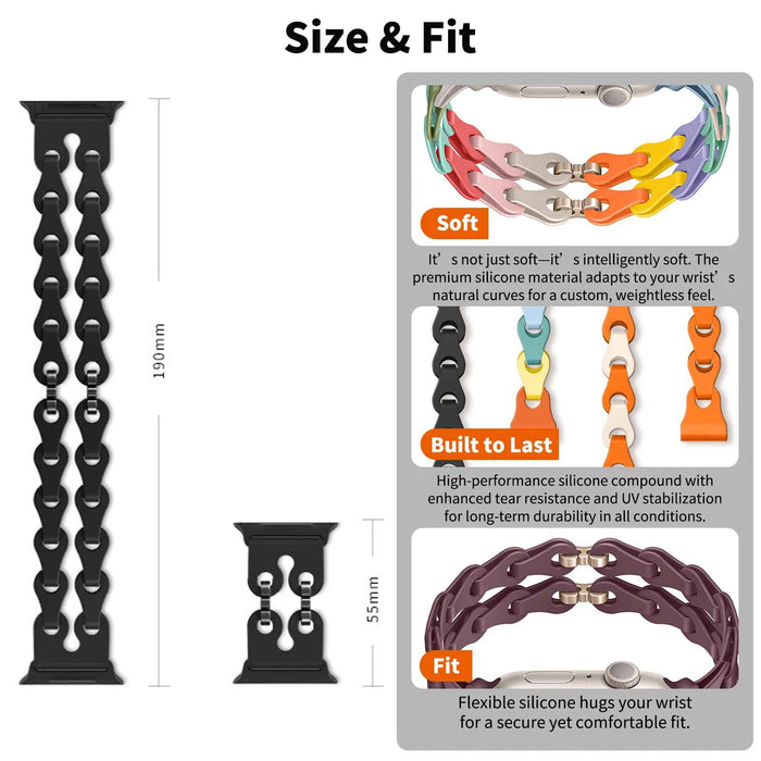 Bike Chain Link Silicone Watch Band for Apple Watch Compatible Models 38mm - 49mm On Sale